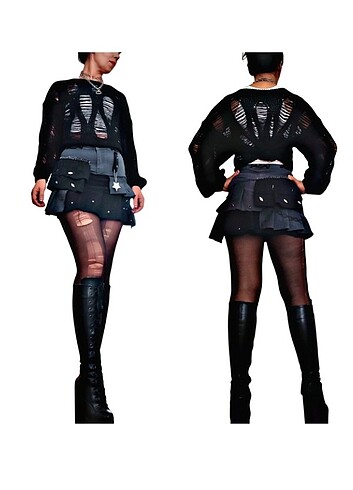 Punk rock goth y2k fairycore emo mini etek