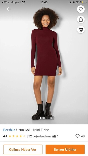 Bershka Bershka uzun kollu mini elbise