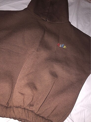 Nike kahverengi crop sweatshirt - Görsel 3