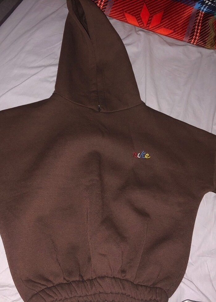 Nike kahverengi crop sweatshirt - Görsel 2