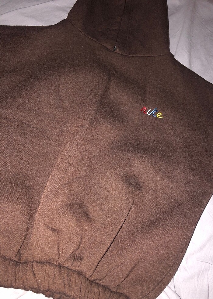 Nike kahverengi crop sweatshirt - Görsel 3