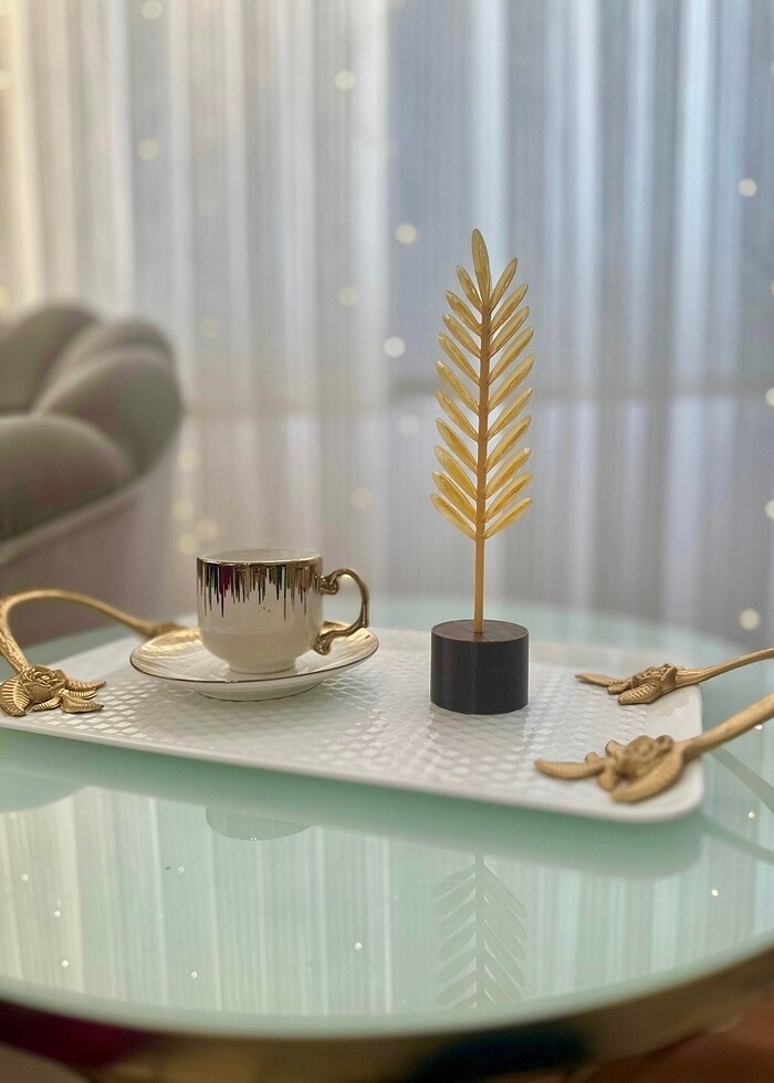 Kuş Tüyü Dekor Yaprak Desenli Süs 3D - Görsel 5