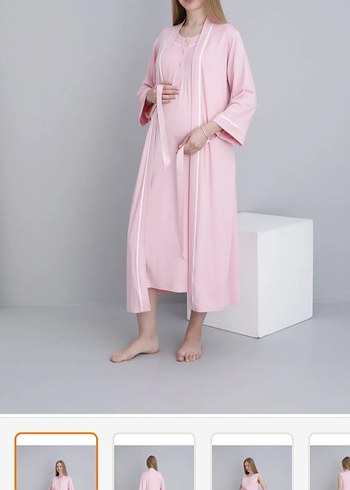 Pembe Uzun Hamile ve Emzirme Geceliği - Görsel 5