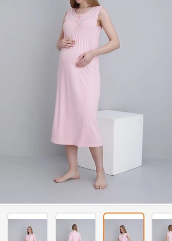 Pembe Uzun Hamile ve Emzirme Geceliği - Görsel 4