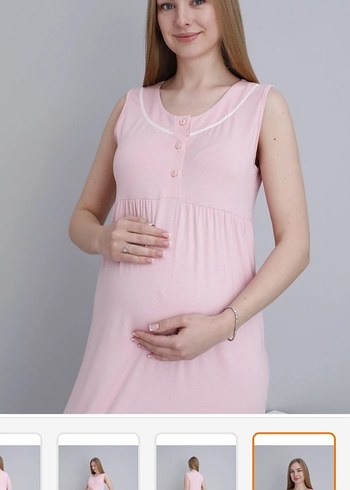 Pembe Uzun Hamile ve Emzirme Geceliği - Görsel 3