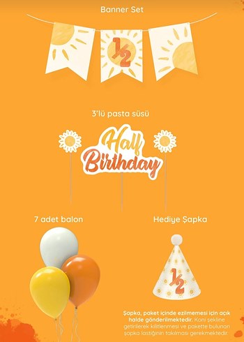 1/2 Half Birthday - Yarım Yaş - 6 Aylık Parti Süsü - Görsel 5