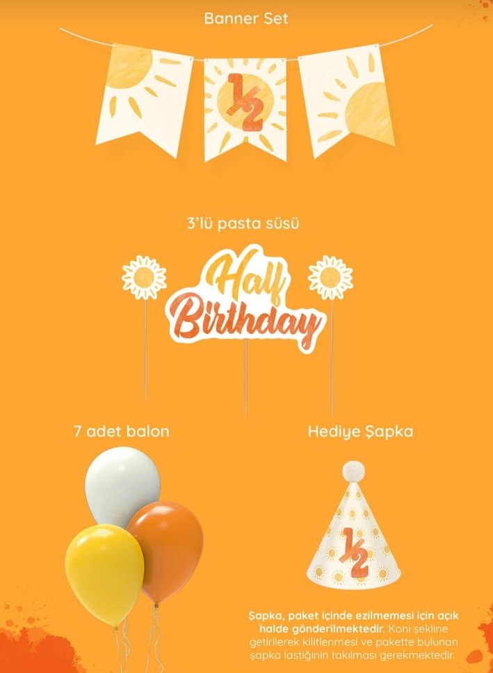 1/2 Half Birthday - Yarım Yaş - 6 Aylık Parti Süsü - Görsel 5