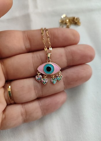 Accessorize 316L Çelik Göz Renkli Taş Sallantılı Kolye