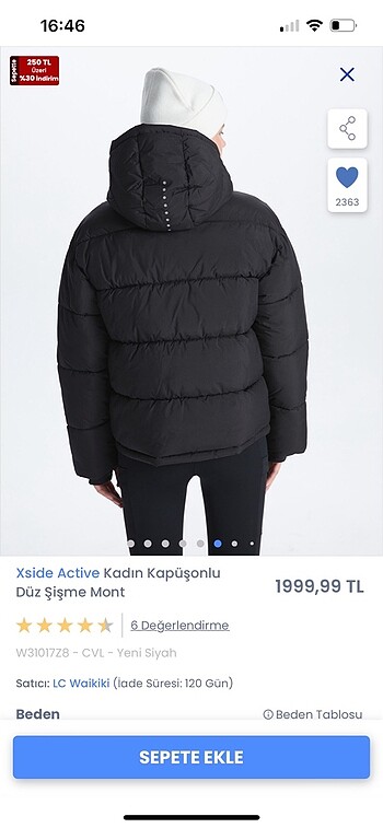 46 Beden siyah Renk siyah şişme mont