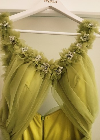 Bohem Uzun Kat Kat Tül Abiye Elbise - Görsel 2