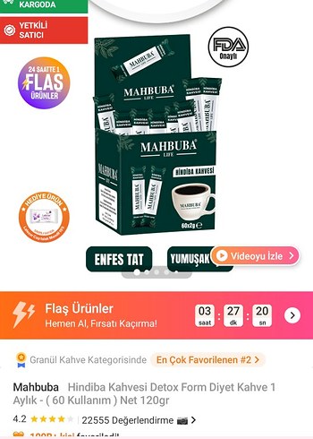 Diğer Mahbuba Life Hindiba Kahvesi 60x2gr