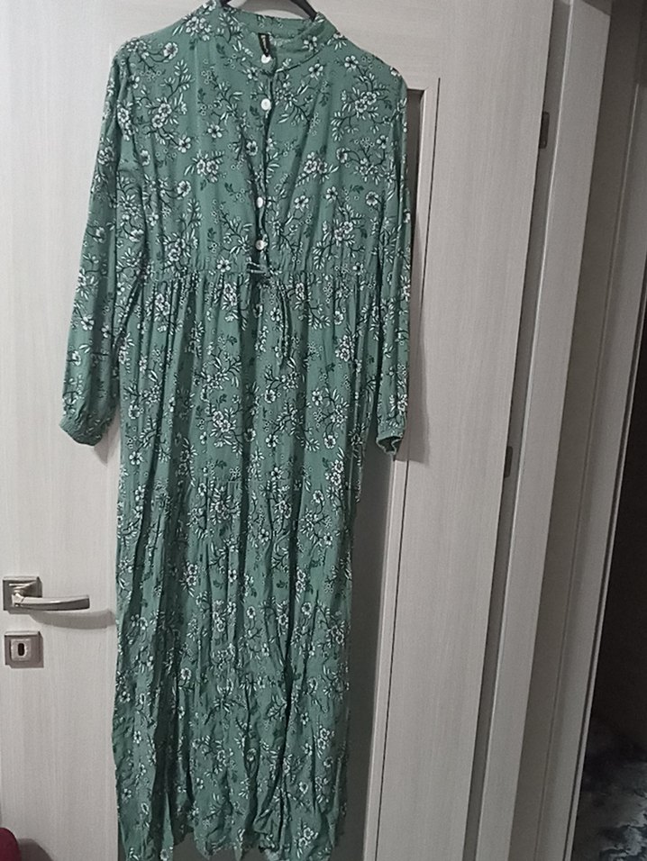 Yeşil Uzun Bohem Kadın Elbise - Görsel 2