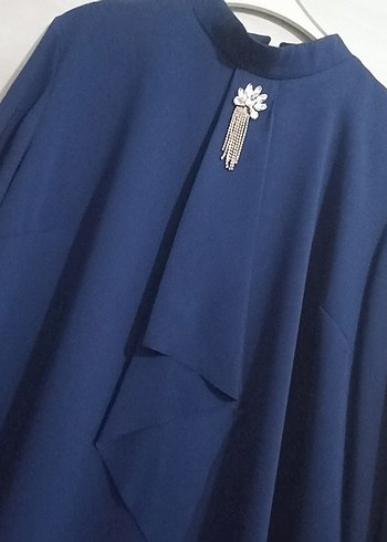 Uzun Kollu lacivert Renkli Uzun Tunik - Görsel 2