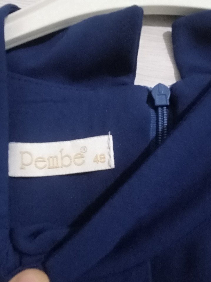 Uzun Kollu lacivert Renkli Uzun Tunik - Görsel 4