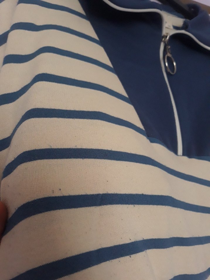 Mavi Çizgili Yaka Fermuarlı tunik - Görsel 5