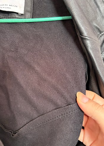 Kadın Siyah Deri Biker Ceket - Görsel 4