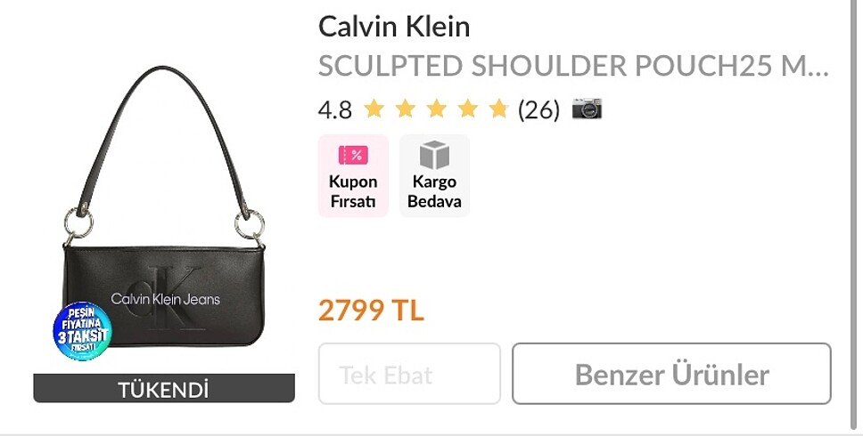  Beden calvin klein çanta