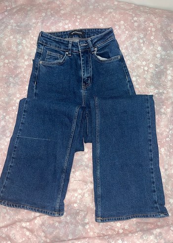 s Beden mavi Renk Düz Kesim Midi Boy Koyu Mavi Denim Kadın Pantolon