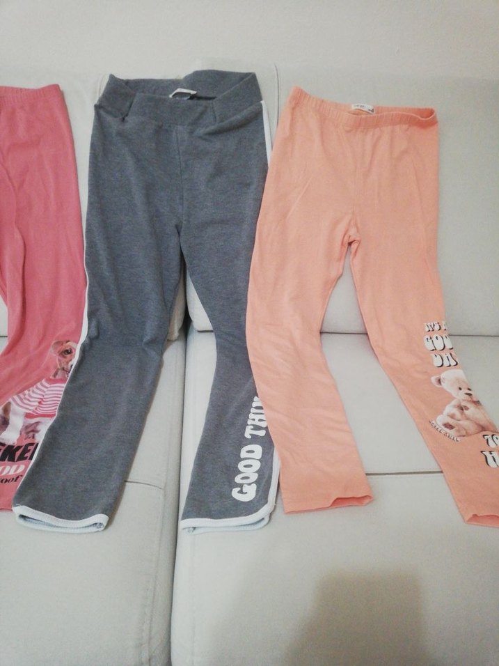 Pembe ve Gri Baskılı Kız Taytları - Görsel 3