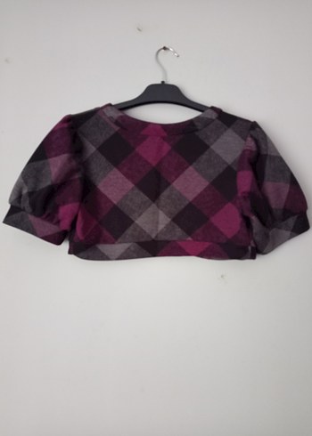 Bordo Gri Kareli Bolero - Görsel 2