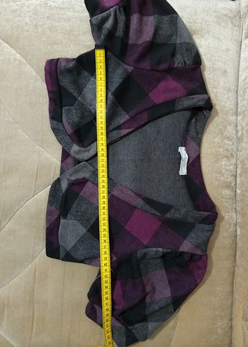 Bordo Gri Kareli Bolero - Görsel 7