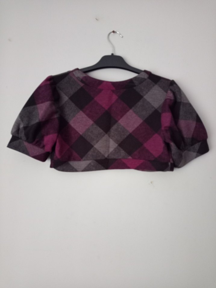 Bordo Gri Kareli Bolero - Görsel 2