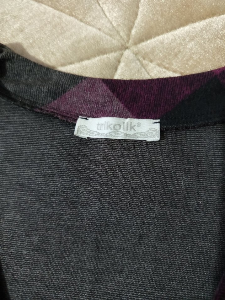 Bordo Gri Kareli Bolero - Görsel 5