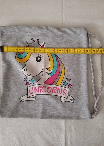 Gri Unicorn Baskılı Çanta - Görsel 3