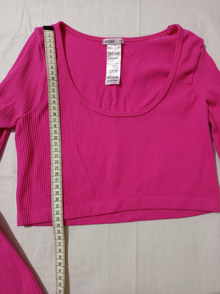 Pembe Uzun Kollu Crop Top - Görsel 3