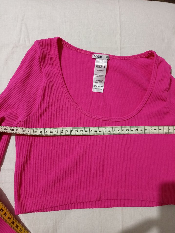 Pembe Uzun Kollu Crop Top - Görsel 4
