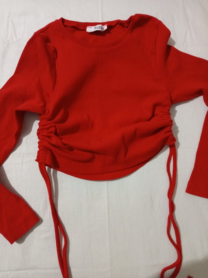 Kırmızı Uzun Kollu Kadın üst - Görsel 5