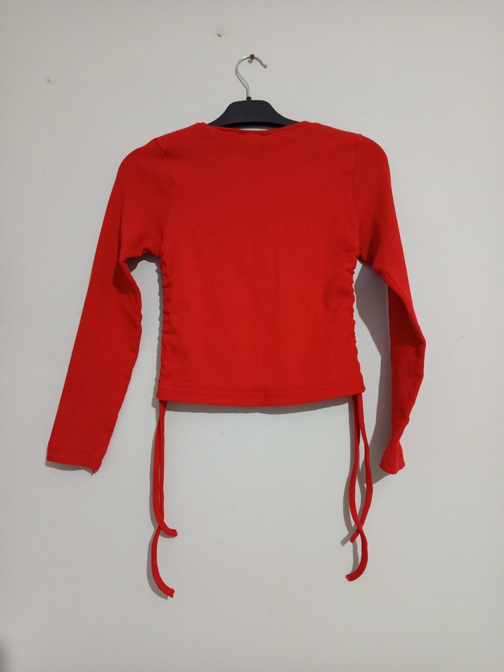 Kırmızı Uzun Kollu Kadın üst - Görsel 2
