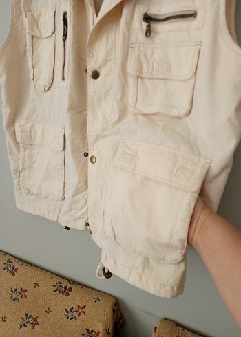 Bej Keten Düğmeli Erkek Yelek - Görsel 5