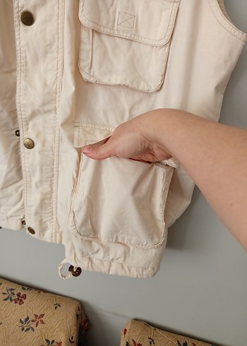 Bej Keten Düğmeli Erkek Yelek - Görsel 6