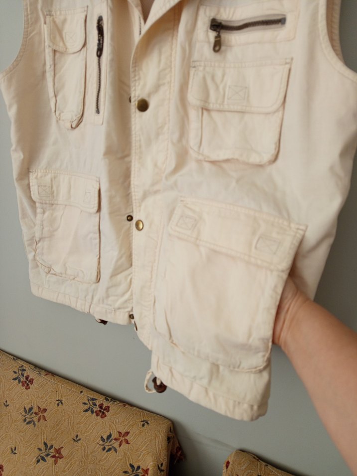 Bej Keten Düğmeli Erkek Yelek - Görsel 5