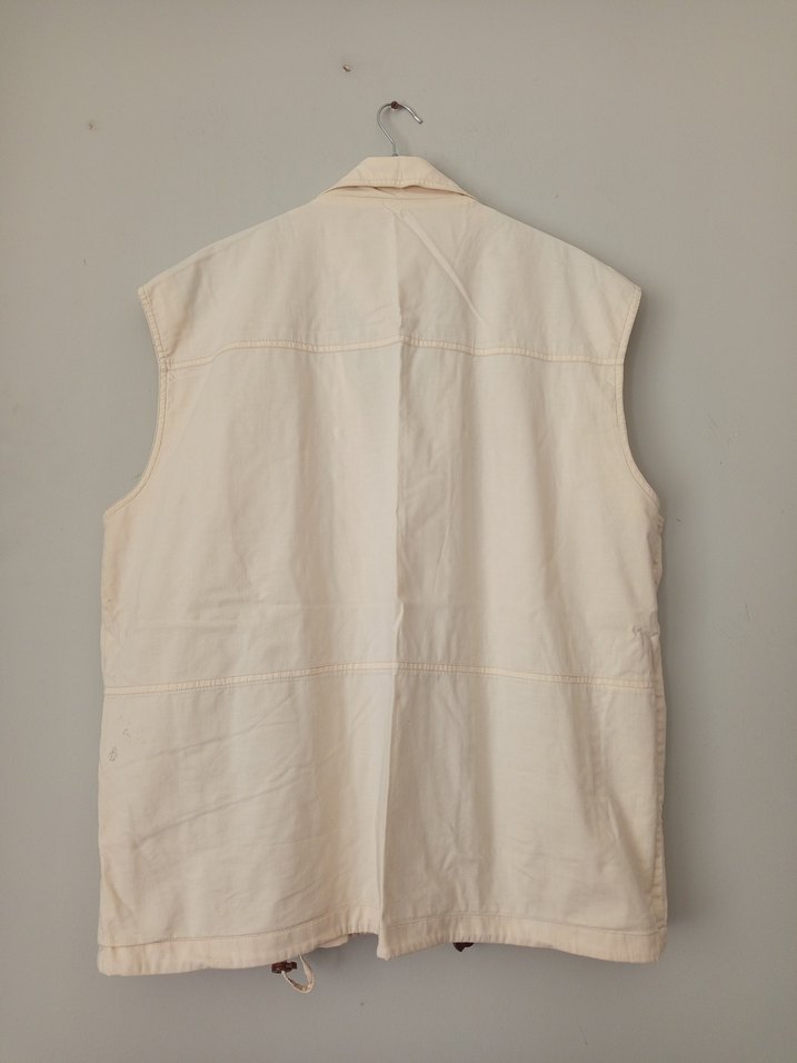 Bej Keten Düğmeli Erkek Yelek - Görsel 2