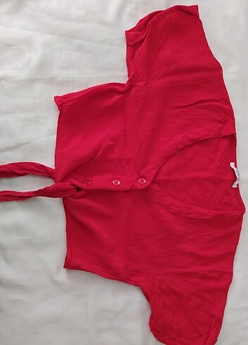 s Beden kırmızı Renk Yazlık kumaş crop