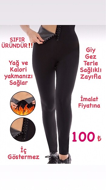 s Beden siyah Renk Agraflı Termal Tayt
