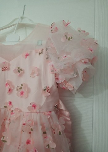 Pembe Nakışlı Kız Elbisesi - Görsel 3