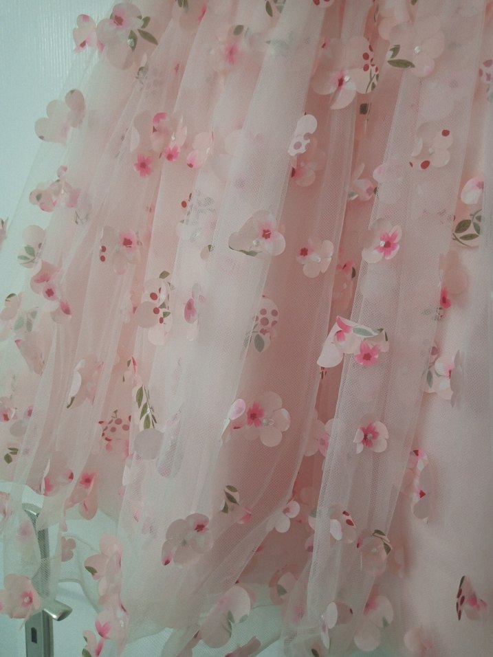 Pembe Nakışlı Kız Elbisesi - Görsel 4