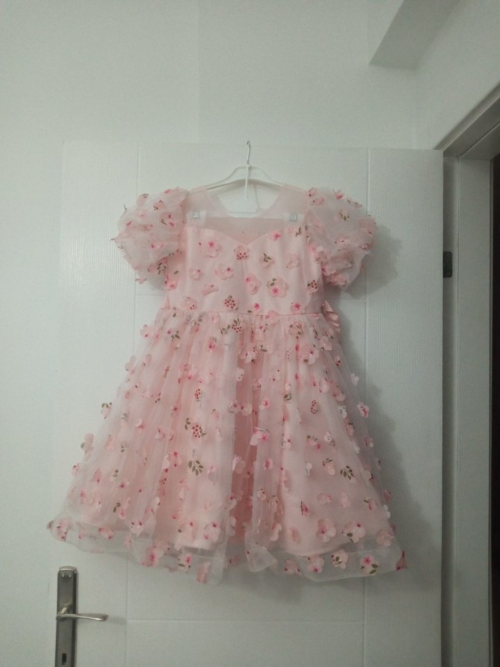 Pembe Nakışlı Kız Elbisesi - Görsel 2