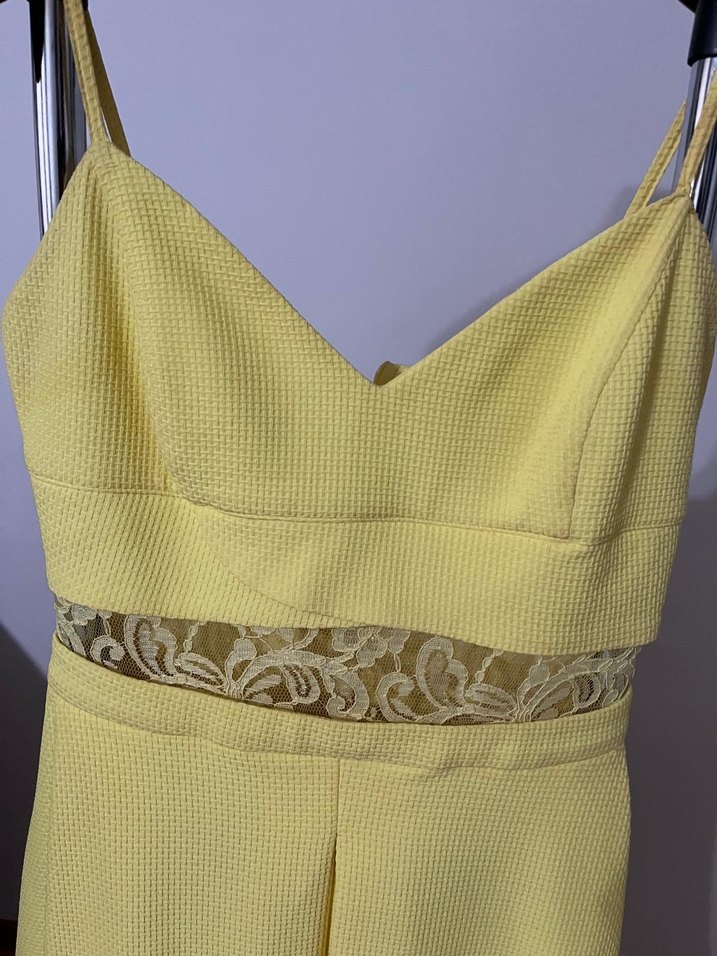 Sarı Dantel Detaylı Mini Kadın Elbise - Görsel 2