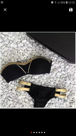 siyah altin detayli bikini