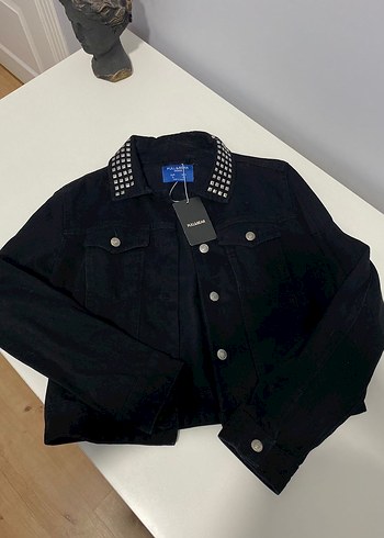 Düğmeli Siyah Denim Ceket