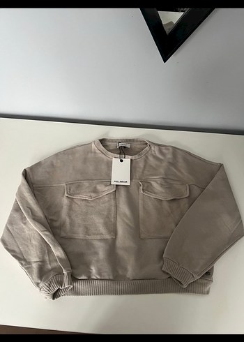Bej Oversize Kadın Sweatshirt