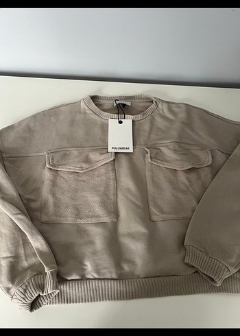 Pull and Bear Bej Oversize Kadın Sweatshirt