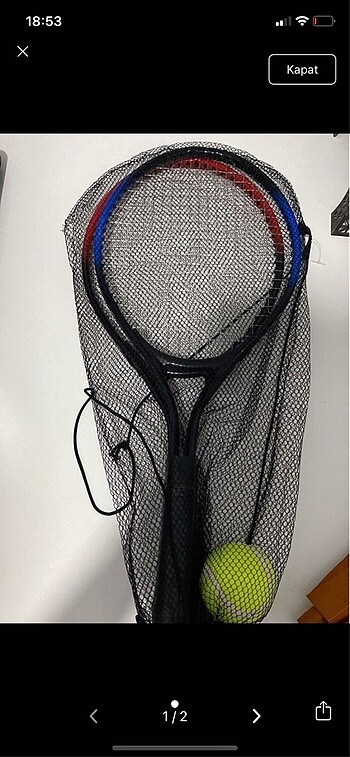 2 adet tenis raketi bir top
