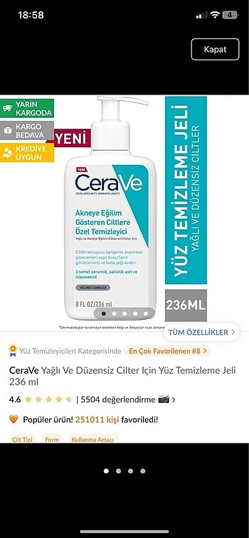 CeraVe temizleme jeli