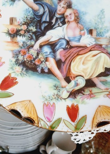 Beden çeşitli Renk Nakışlı Vintage Çok Renkli dekor tabak