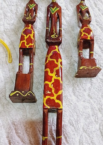 Renkli Afrika Temalı Ahşap Figürin Seti - Görsel 3